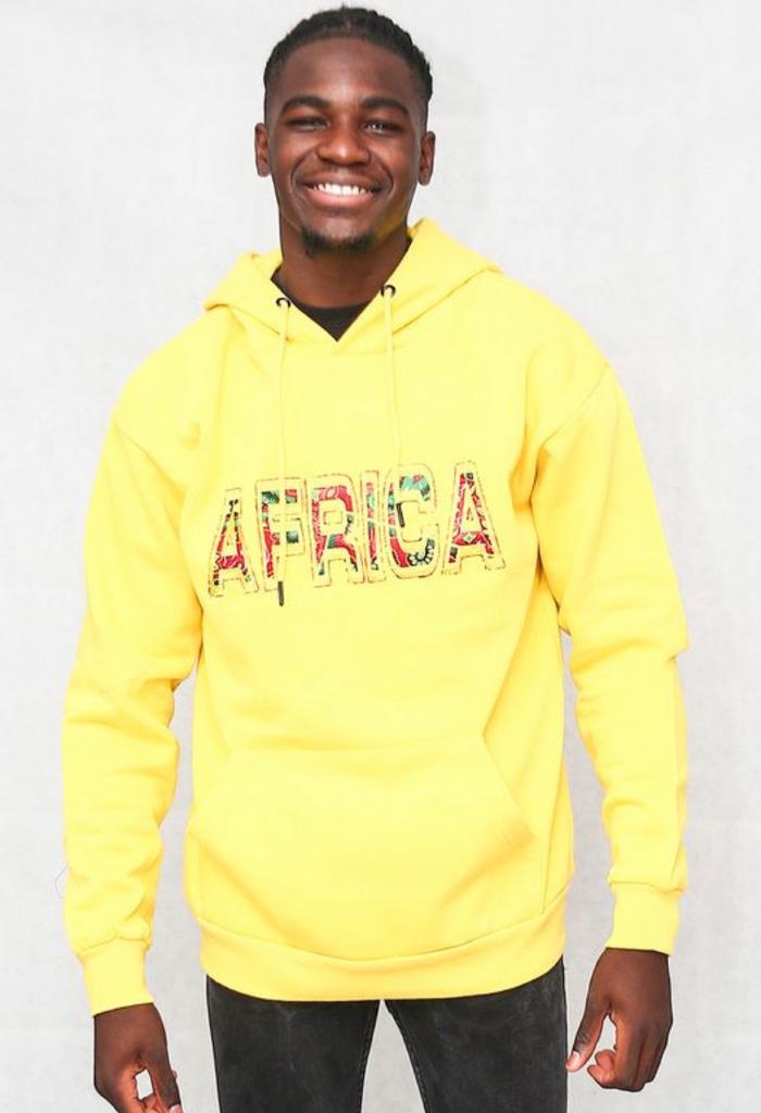 Sweat jaune à capuche  "AFRICA"