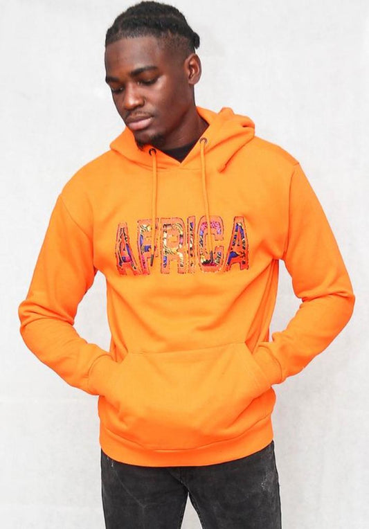 Sweat orange à capuche  "AFRICA"